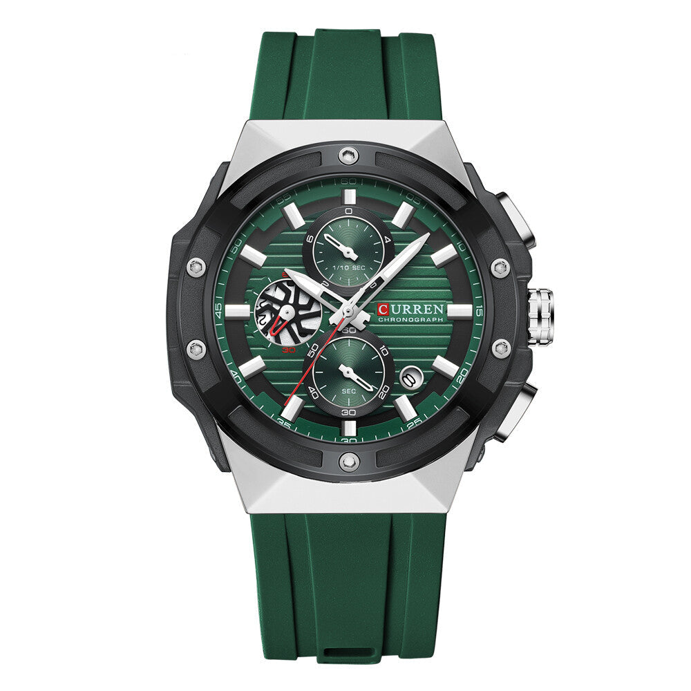 Men's Military Sport Watch – Multifunction Chronograph Calendar Silicone Strap