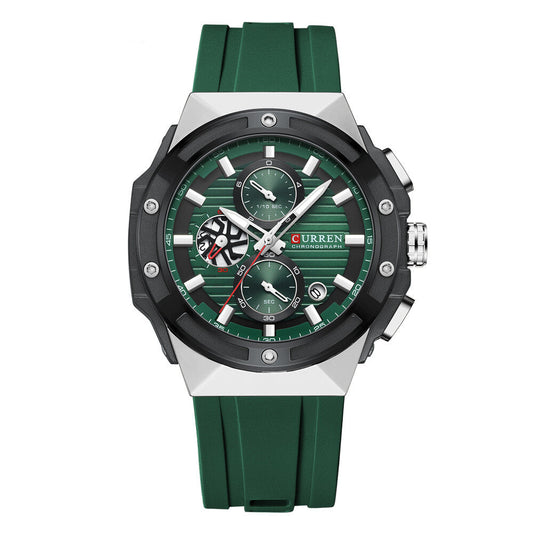 Men's Military Sport Watch – Multifunction Chronograph Calendar Silicone Strap