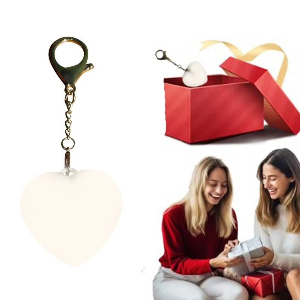 2x Rechargeable Heart Shape LED Light - Touch Sensitive Bag Keychain Flashlight