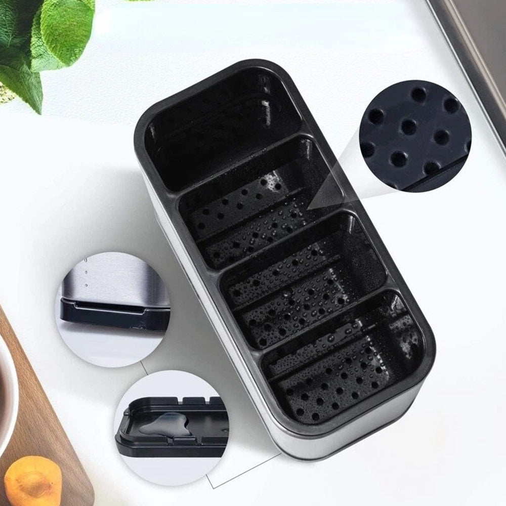 Stainless Steel Cutlery Organizer - Kitchen Utensil Holder with Drain & Compartments