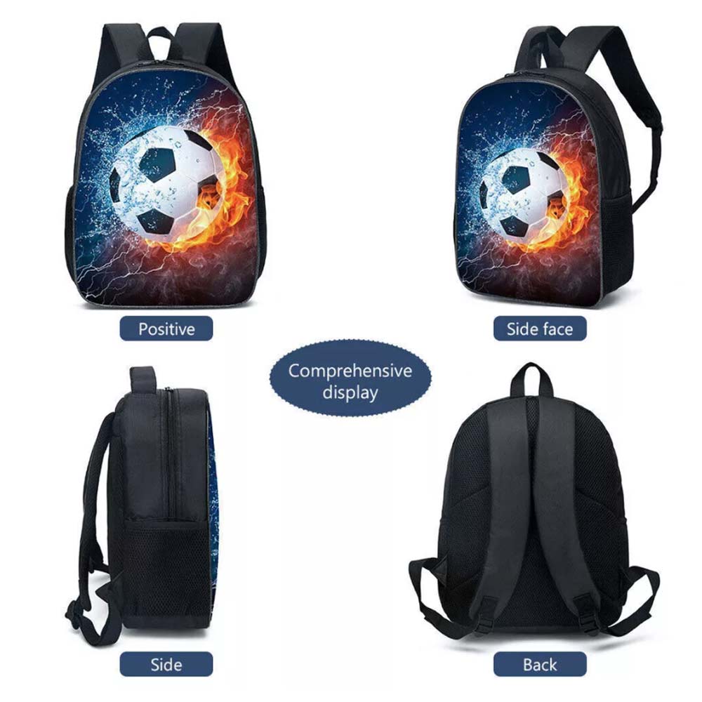 17" Football Backpack Boys Cartoon School Bag Kids Travel Shoulders Bag Rucksack