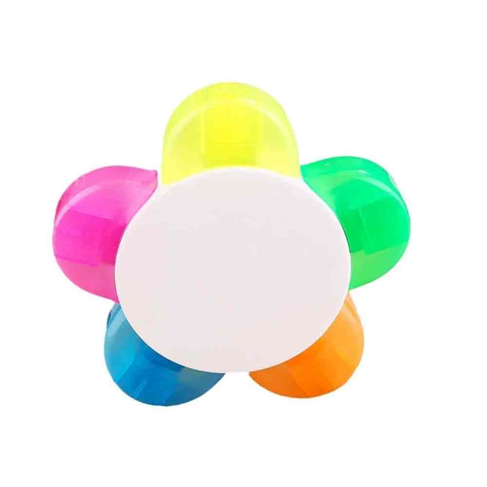 5-in-1 Flower Shaped Highlighter – Novelty Multi-Colored Stationery Art Pen for Craft
