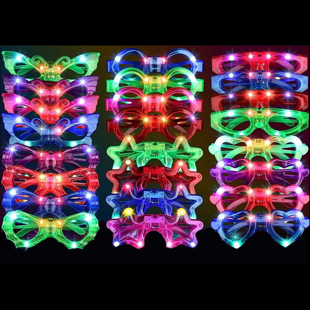 6X Random LED Light Up Sunglasses Glow in The Dark Party Supplies LED Glasses