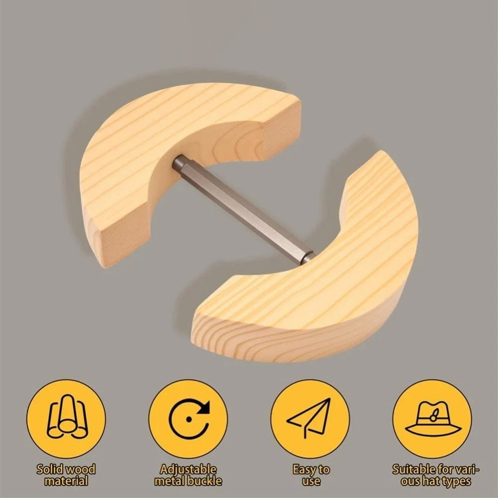 Adjustable Wooden Hat Stretcher – Resize & Preserve Fitted Hats (7.5" to 9.8")