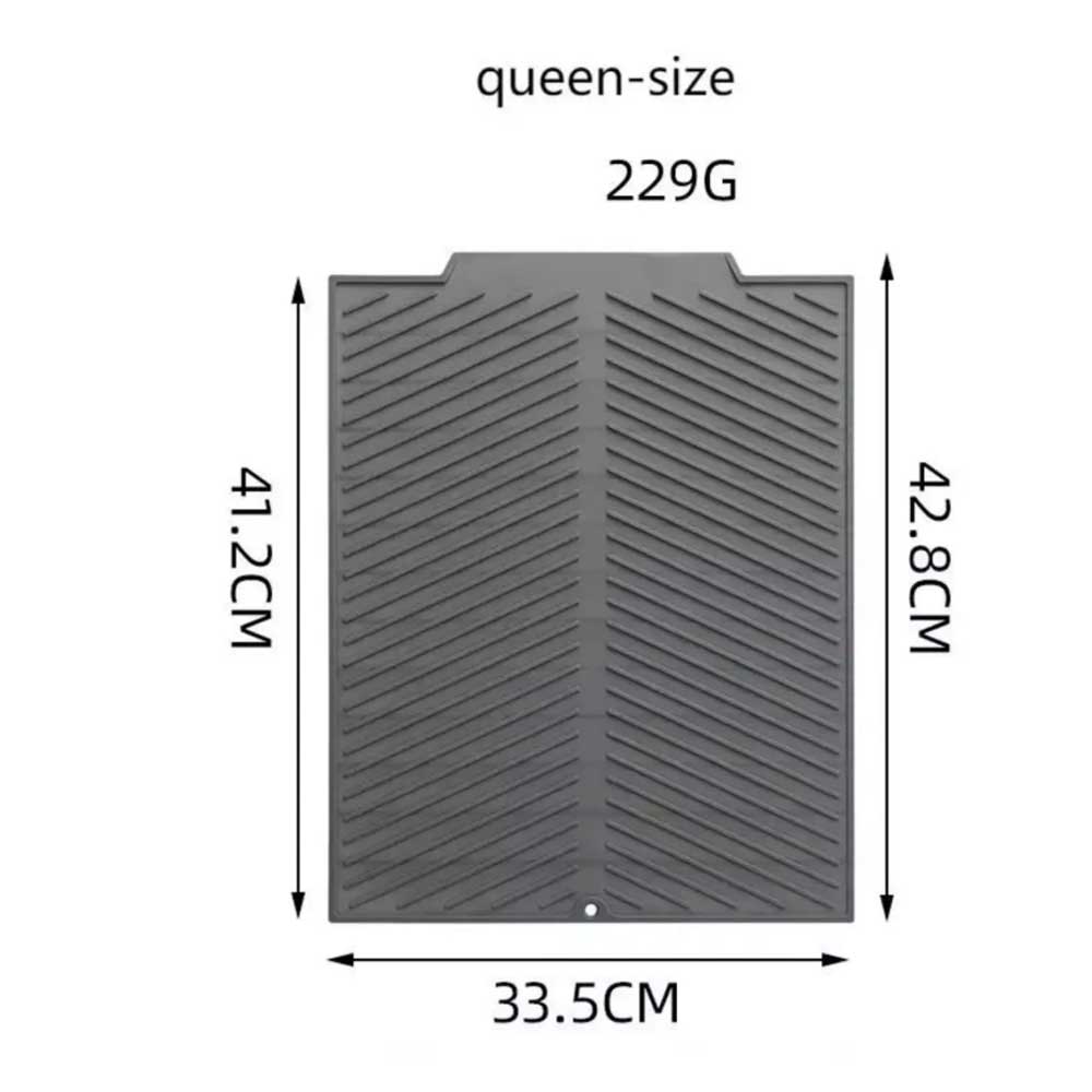 Silicone Dish Draining Mat Kitchen Washing Drainer Tray Drying Pad Grey