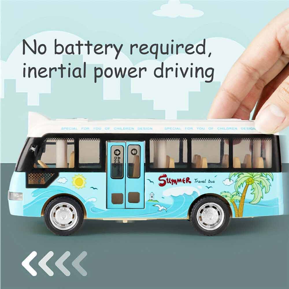 Simulation Bus Toys Model with Sound & Light and Opening Doors Vehicle Kids
