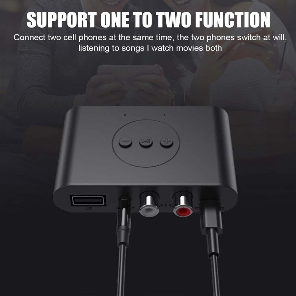 NFC Bluetooth 5.2 Wireless Receiver - 3.5mm to 2 RCA Audio Adapter for Stereo