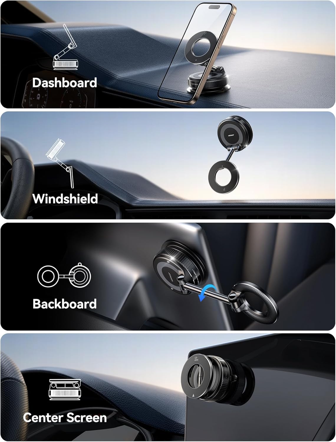 JOYROOM MagSafe Magnetic Car Mount - 360° Suction Cup Holder for iPhone & Android