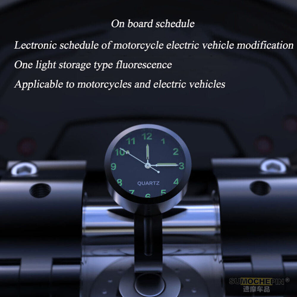 Motorcycle Clock Watch Glow In the Dark Bicycle Bike Handlebar Mount Waterproof