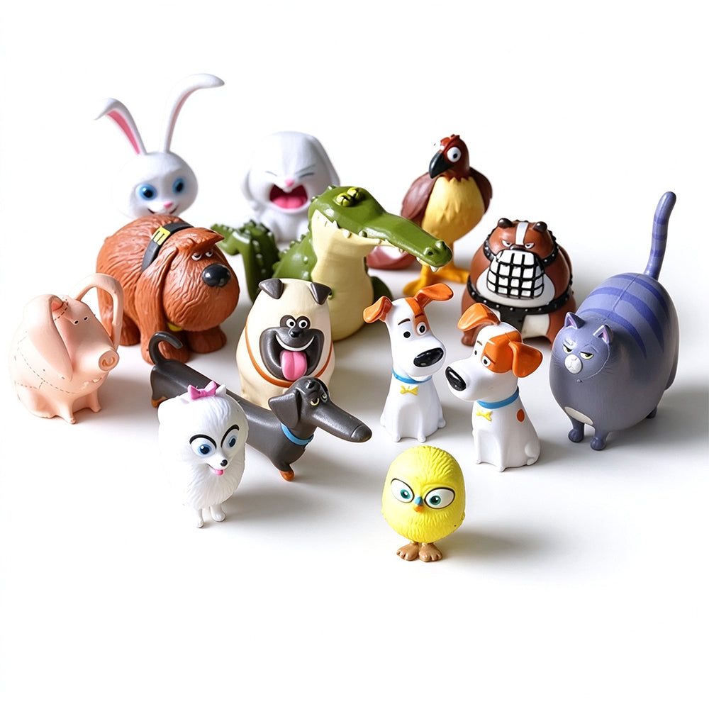14PCS PVC Pet Figures – Rabbit, Dog & Cat Action Toys for Christmas Gift
