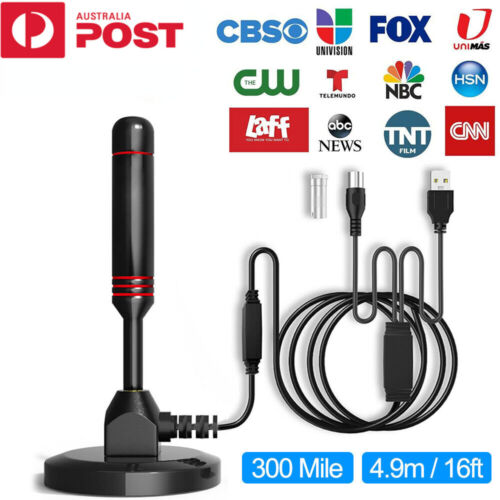 TV Antenna Digital 300 Mile Range Indoor Outdoor HDTV Amplifier Signal Booster