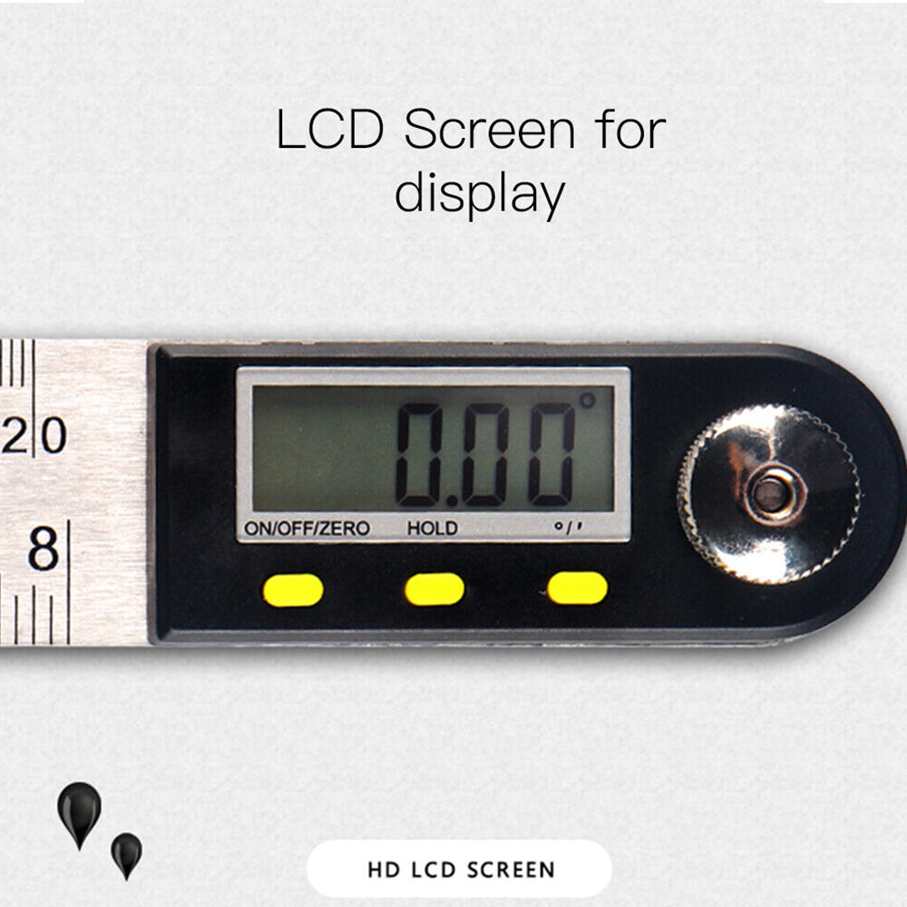 200mm 360° Stainless Steel Electronic Protractor Digital LCD Display Angle Ruler