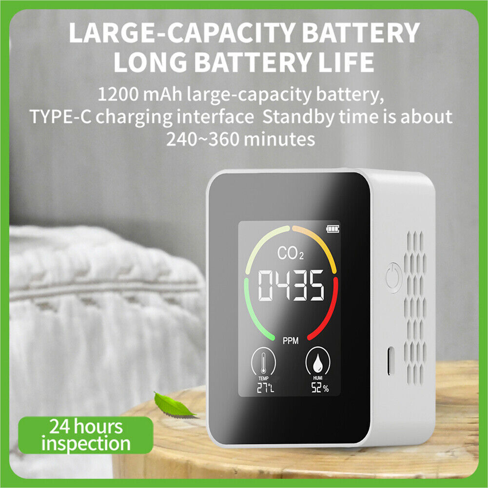 CO2 Meter Temperature Humidity Air Quality Monitor Carbon Dioxide Detector