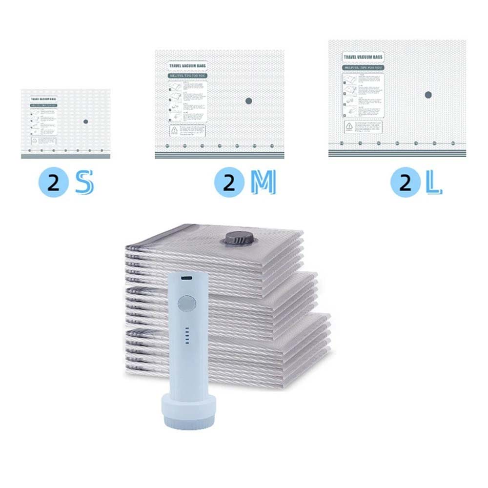 6-Pack Cordless Travel Vacuum Bag Set with Rechargeable Pump for Clothing Bedding Space Saving Storage