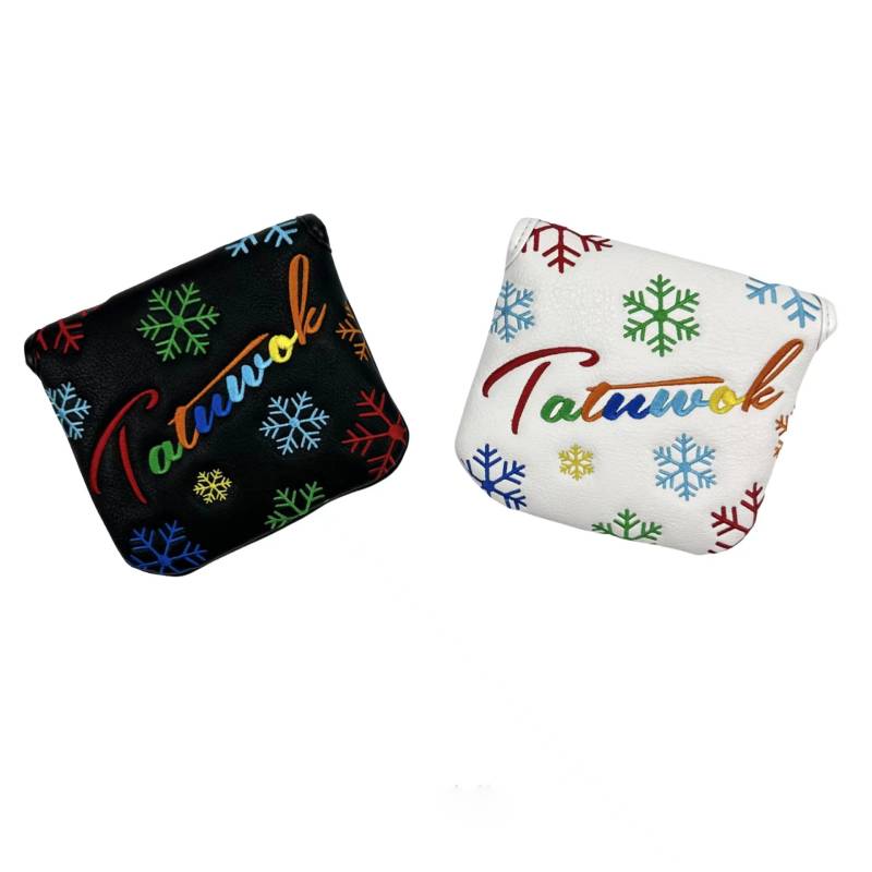 Golf Mallet Putter Cover – Snowflake Embroidered PU Leather Headcover