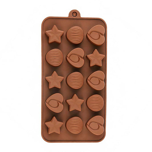 Chocolate Baking Silicone Cake Mold - Ice Tray Candy Jelly Mold with Nuts & Star Shapes