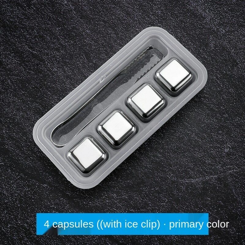 Stainless Steel Ice Cubes Chilling Stones Rocks Reusable with Tong for Whiskey