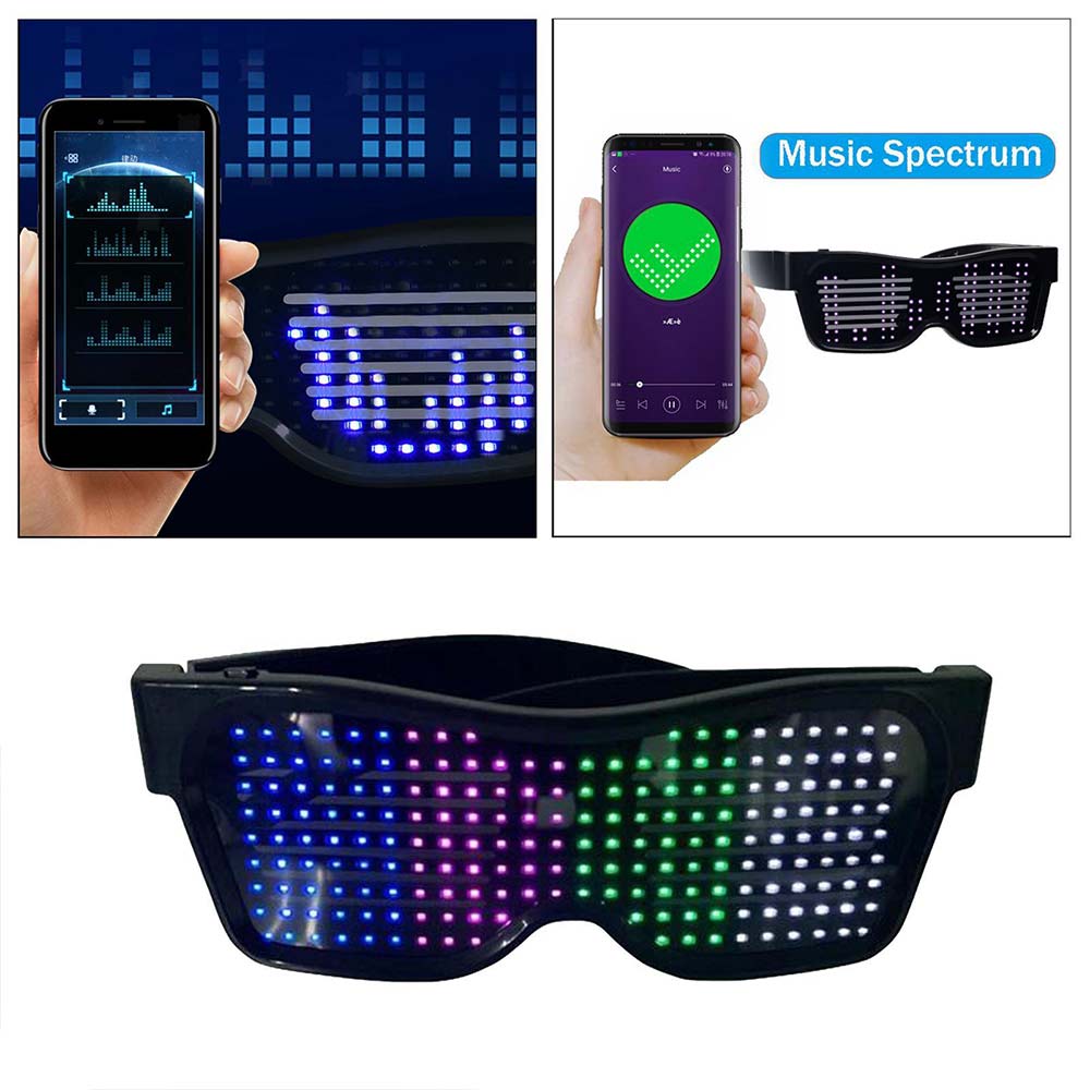 Bluetooth LED Eye Glasses APP Control for Raves Birthday DJ EDM Display Text