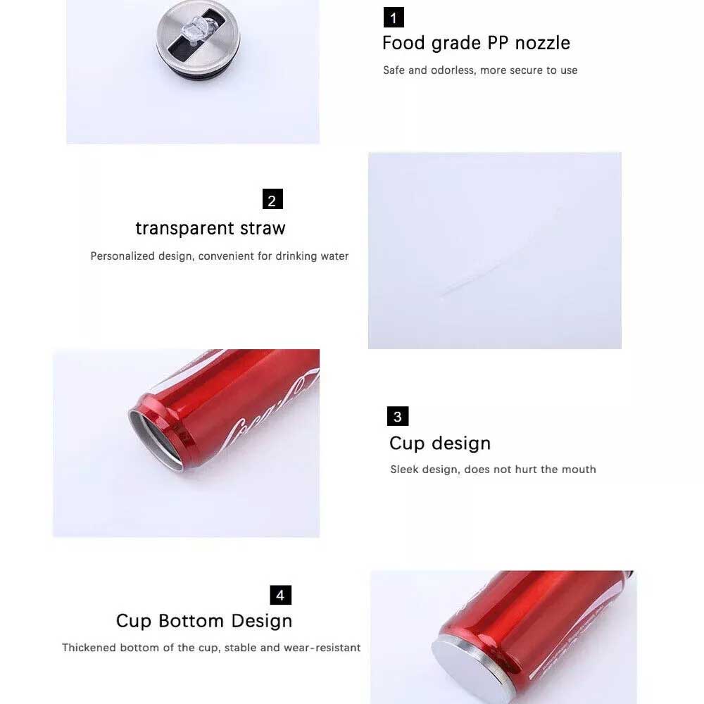 500ML Stainless Steel Coca Thermos Insulated Water Bottle Travel Mug Cup