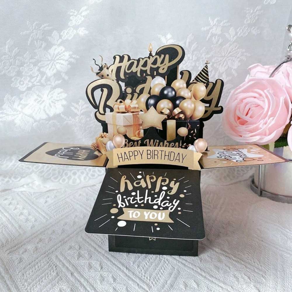 3D Pop-Up Birthday Card - Elegant Greeting Card for Her, Him, Mum, Dad & Friends