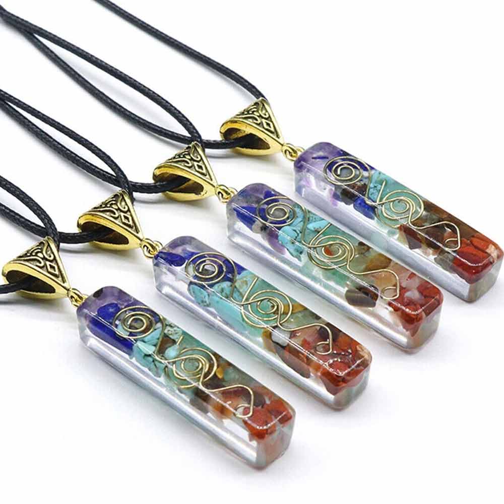 7 Chakra Crystal Necklace –1PC  Healing Stone Energy Pendant for Yoga & Meditation