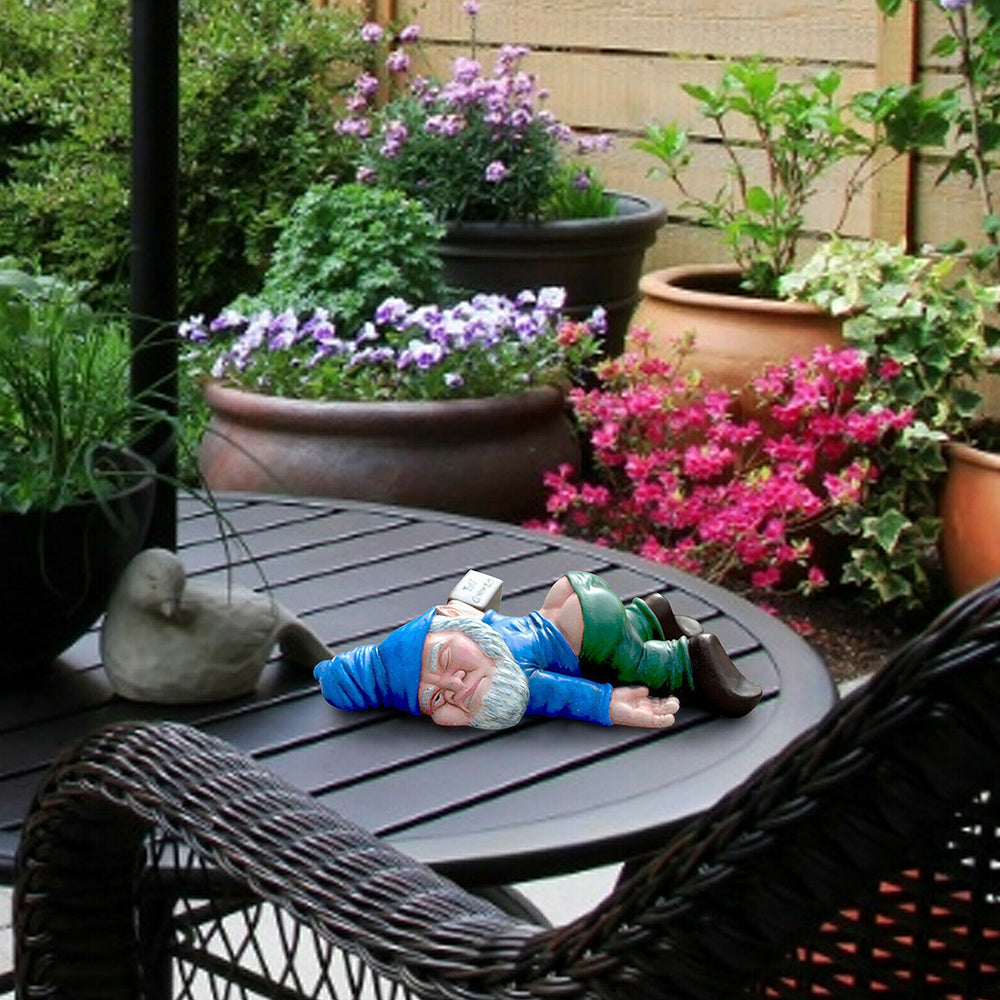 Funny Drunk Dwarf Garden Gnome Decor Yard Patio Ornament Rude Passed Out Statue