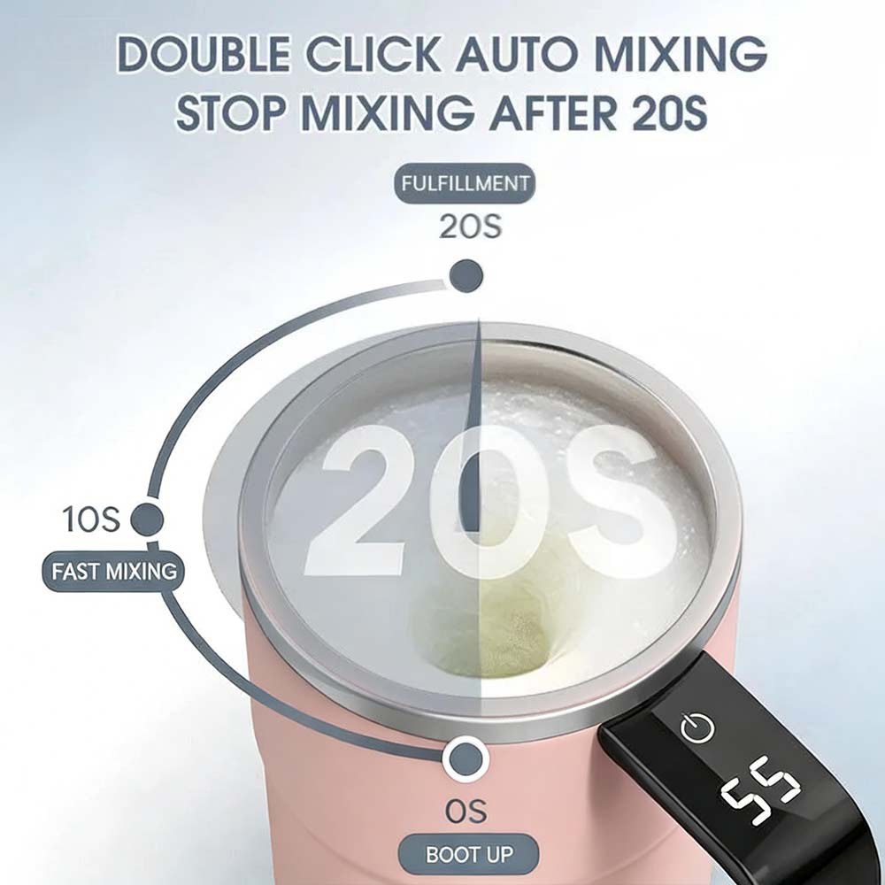 Pink Self-Stirring Coffee Mug for Women Rechargeable Electric Mixing Cup Automatic Magnetic Blender