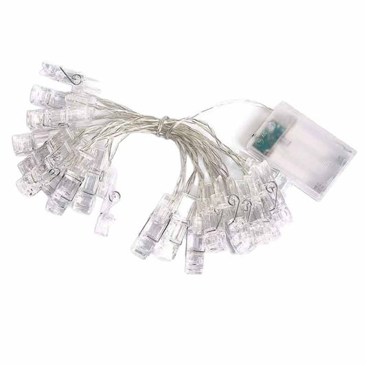 LED Photo Clip String Lights – 40 Clips, 6m, Battery Powered Picture Hanger Light