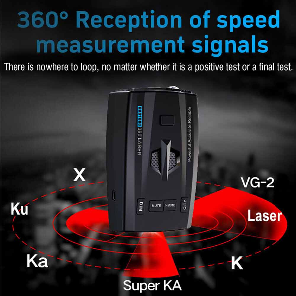 Universal Car Radar Detector – 360° Full-Band Laser & Radar Alert with Voice Warnings