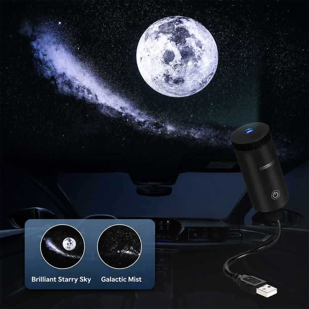 Rotating Galaxy Projector Lamp – USB Starry Sky Light for Car & Home Atmosphere