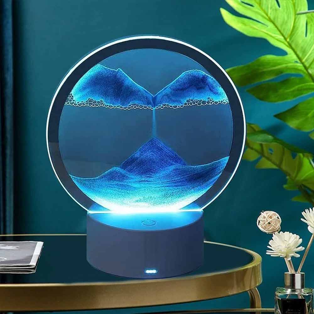 LED Quicksand Lamp – 3D Moving Sand Picture Table Lamp, 16 Color Hourglass