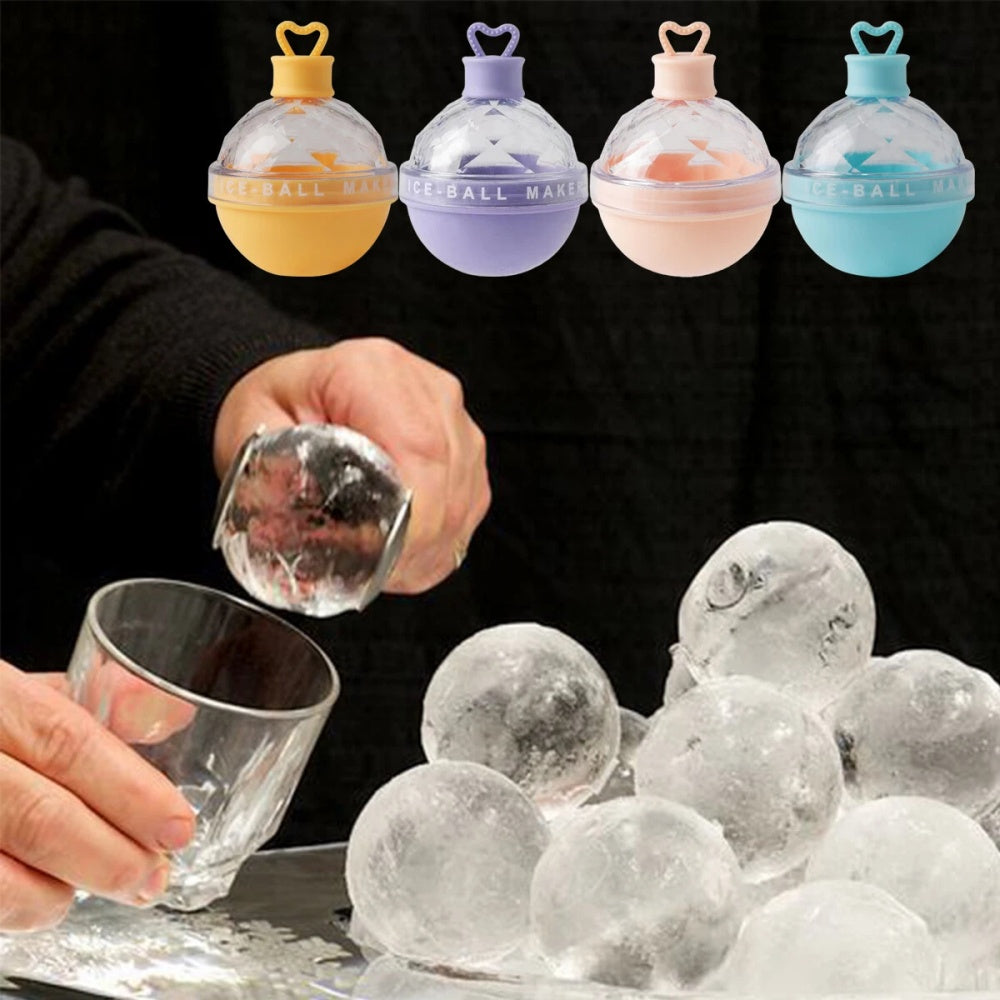4PCS Silicone Ice Ball Moulds Large Round Ice Cube Maker Tray for Whiskey & Bar