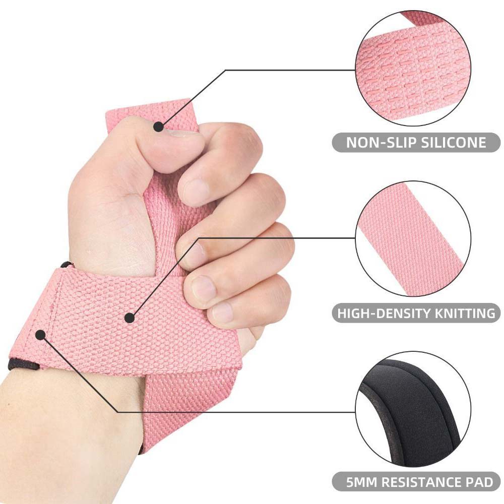Pair Weight Lifting Grip Belt Anti-Slip Sport Safety Wrist Straps Wrist Support