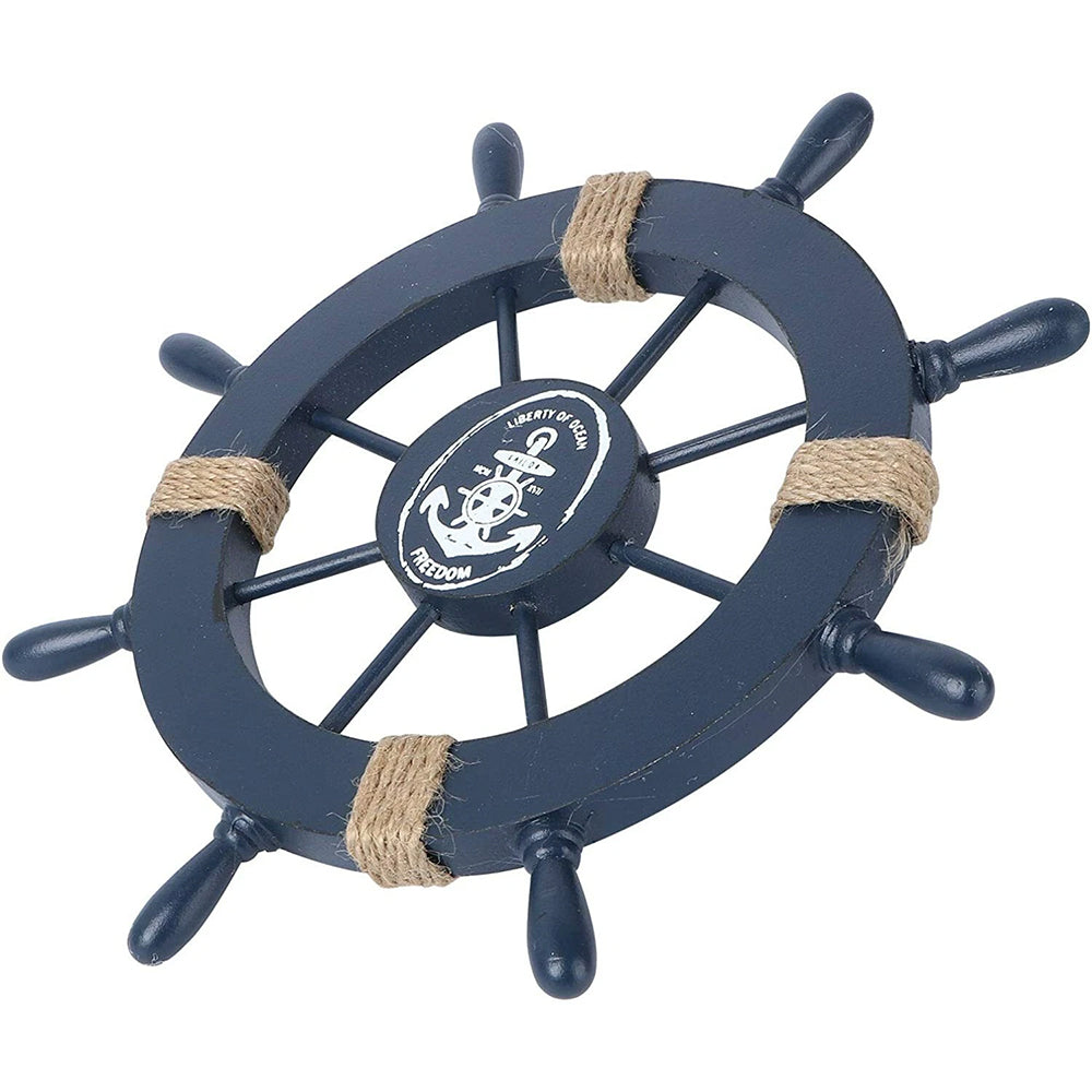 Wooden Ship Wheel Wall Decor 28cm Steering Wheel for Beach House Theme Room