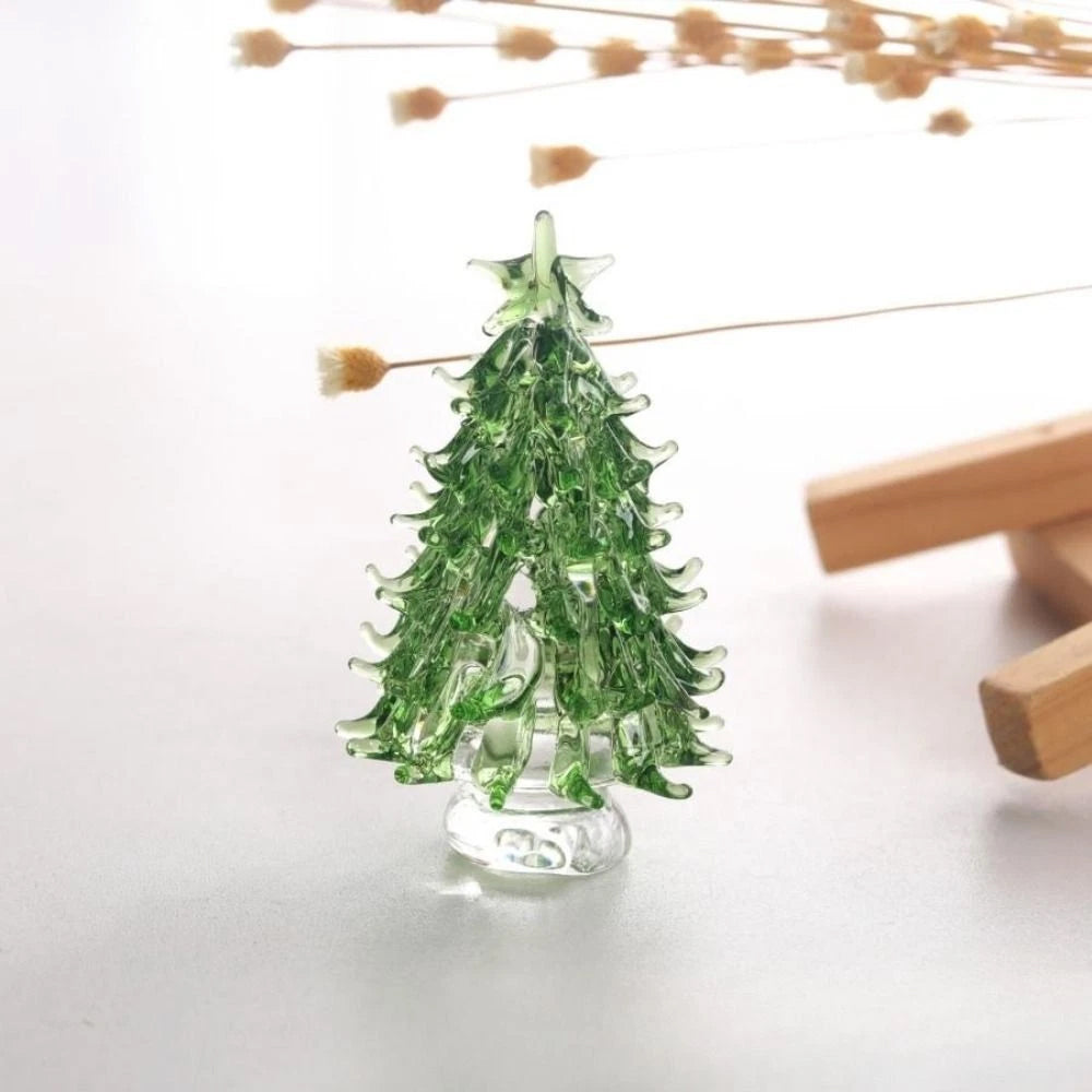 Elegant Crystal Tree Figurine with Display Cover 3D Glass Christmas Tree for Desk Decor & Gift