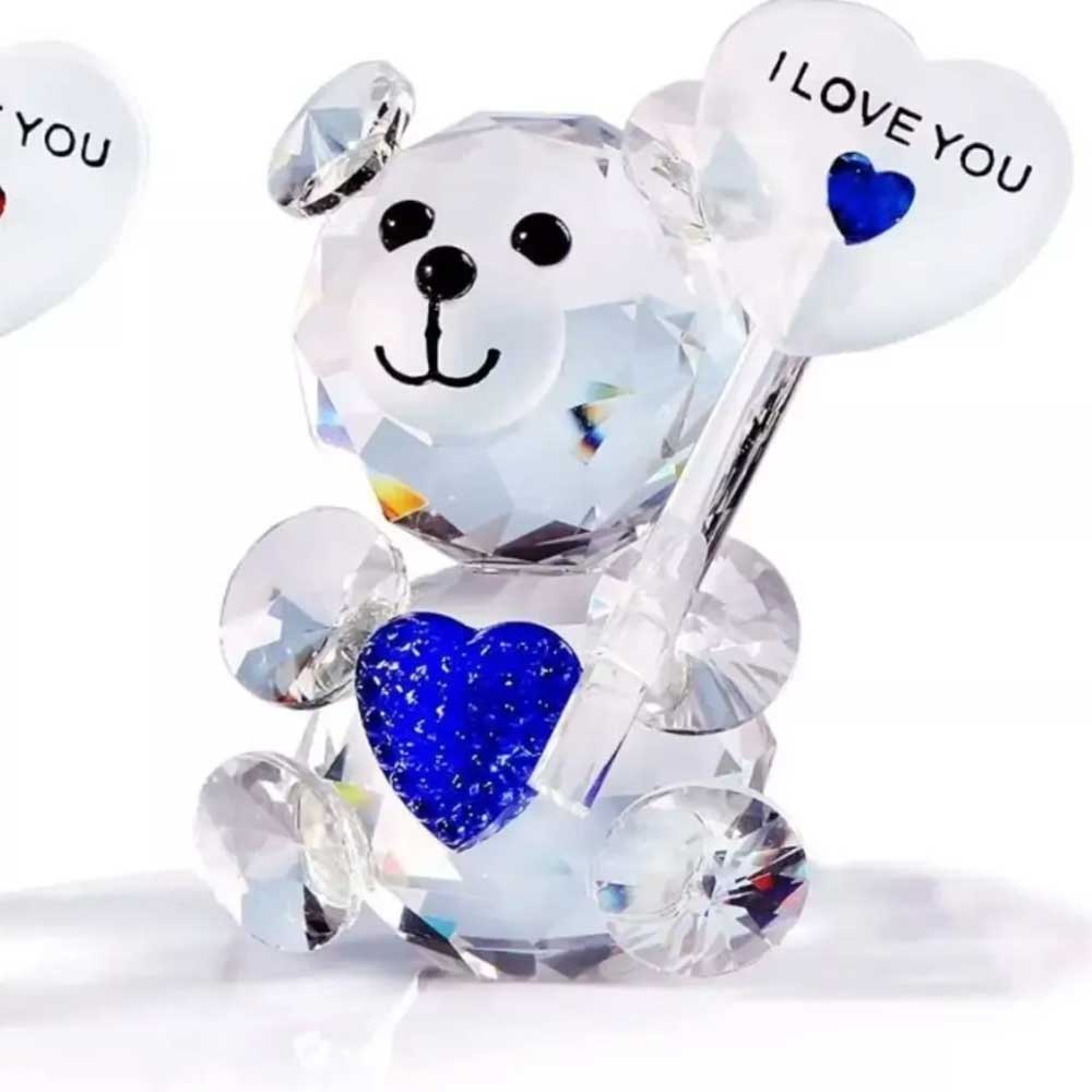 I Love You Sign Crystal Bear Figurine – Desktop Ornament, Guest Gift for Xmas