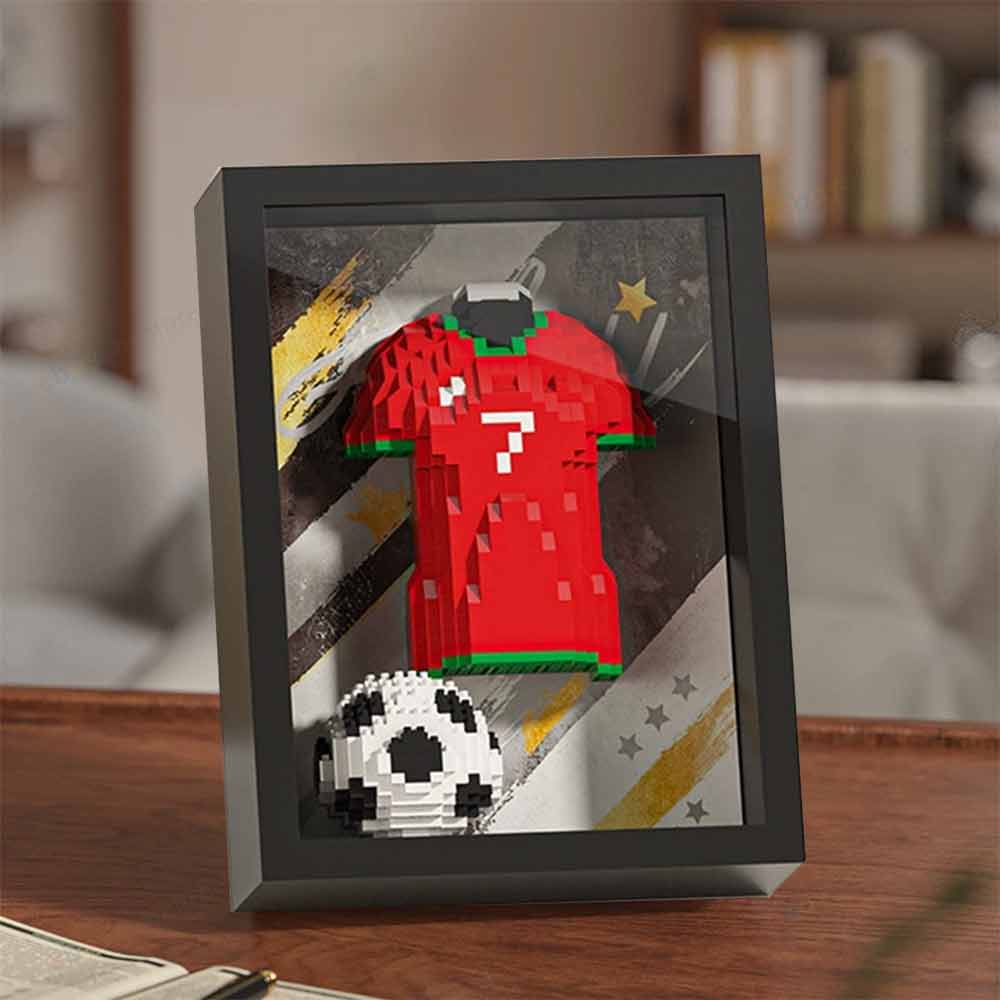 Football Jersey Brick Art Frame – 3D Block Display, Wall Desk Fan Gift