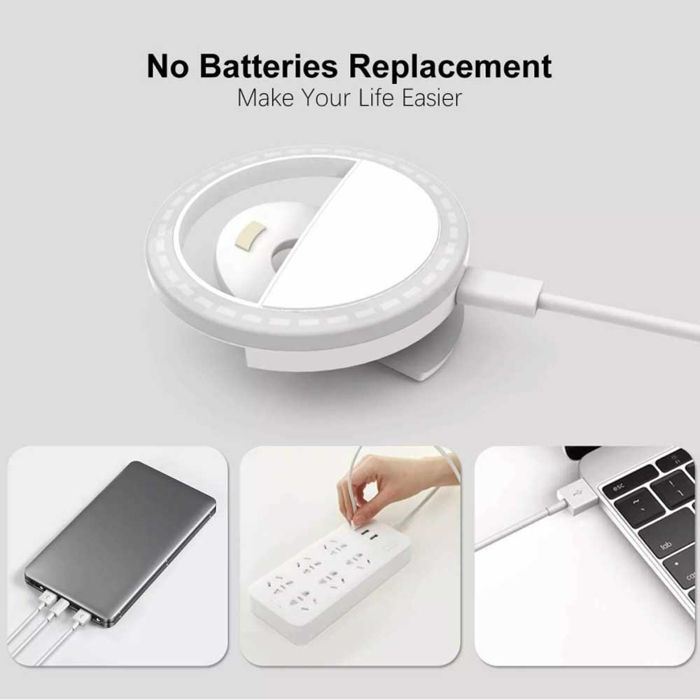 Selfie LED Light Ring Flash Clip Rechargeable Camera For Phone & iPhone Tablets