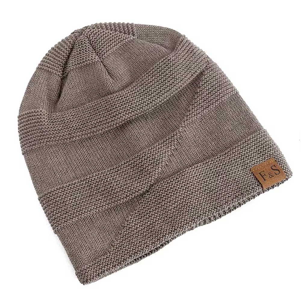 Unisex Slouchy Winter Beanie - Fur Lined Warm Knitted Hat for Men & Women