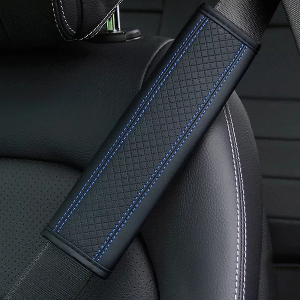2PCS Car Seat Belt Shoulder Protection Cover Leather Embossed Soft Comfortable