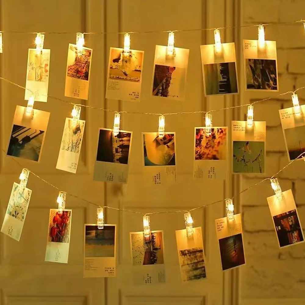 LED Photo Clip String Lights – 40 Clips, 6m, Battery Powered Picture Hanger Light