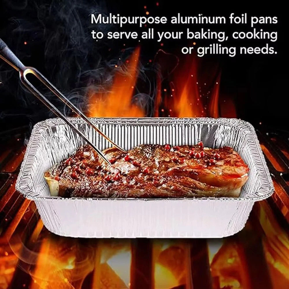 20Pcs Rectangle Air Fryer Aluminum Foil Pans -Oil-Proof BBQ Drip Trays (No Cover)