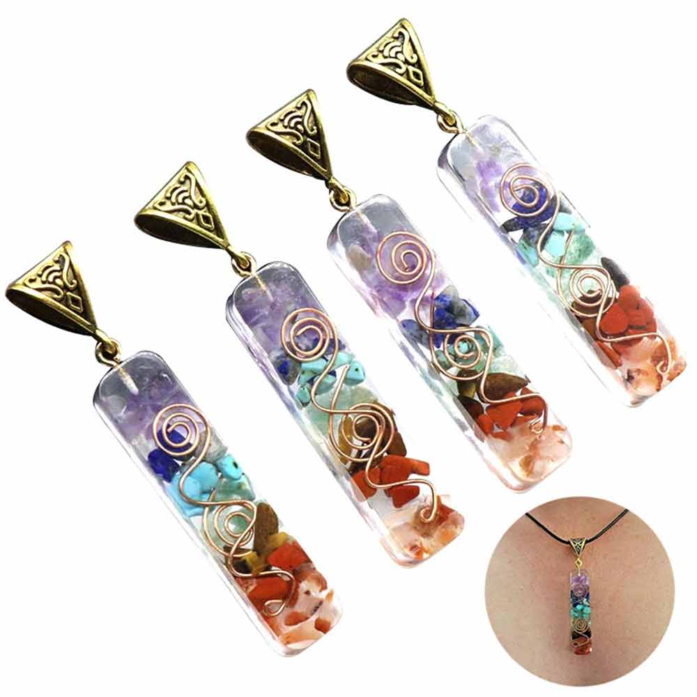 7 Chakra Crystal Necklace –1PC  Healing Stone Energy Pendant for Yoga & Meditation