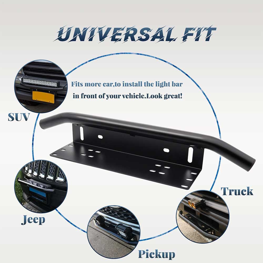 Universal Car License Plate Frame Mount Bracket with LED Light Mounting Points