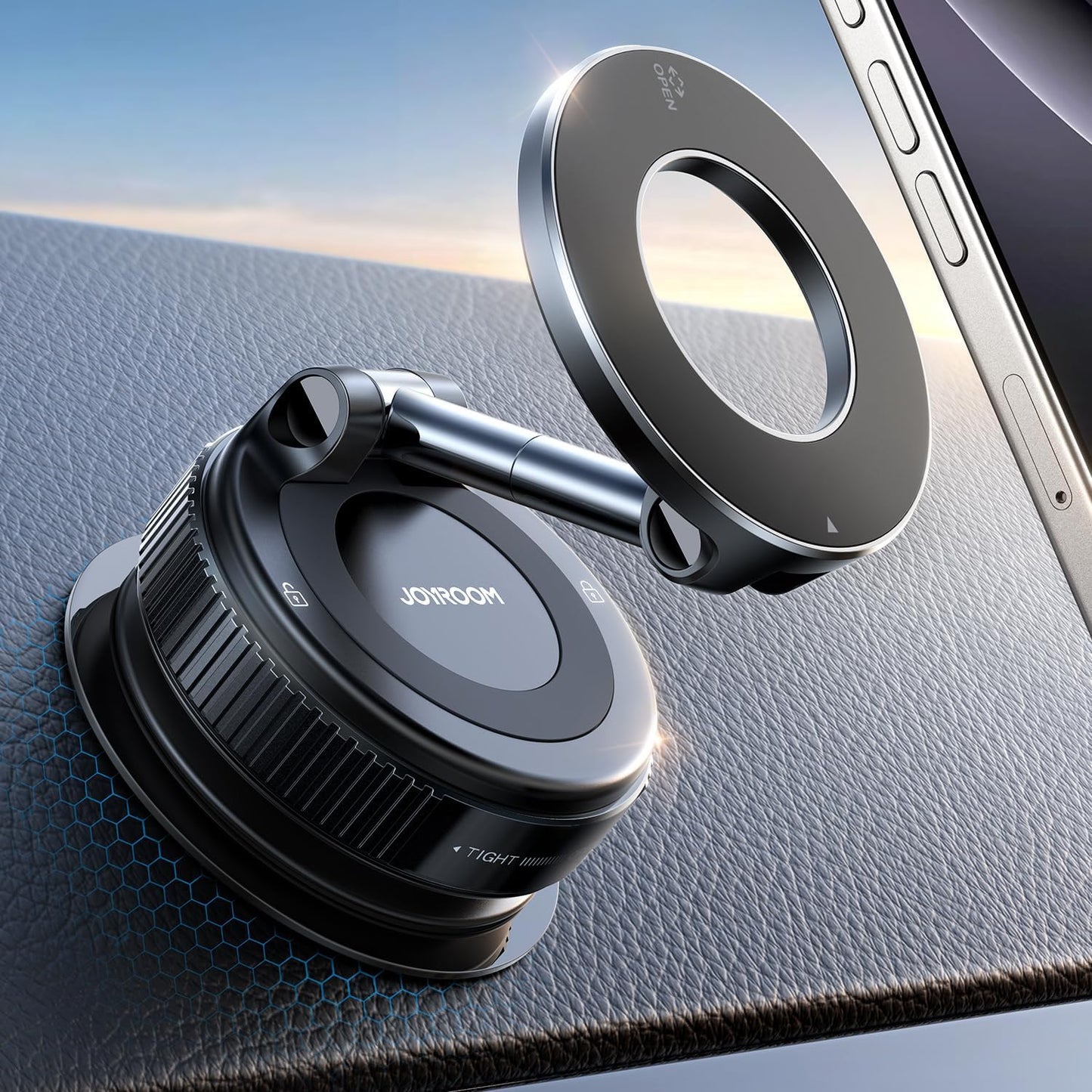 JOYROOM MagSafe Magnetic Car Mount - 360° Suction Cup Holder for iPhone & Android