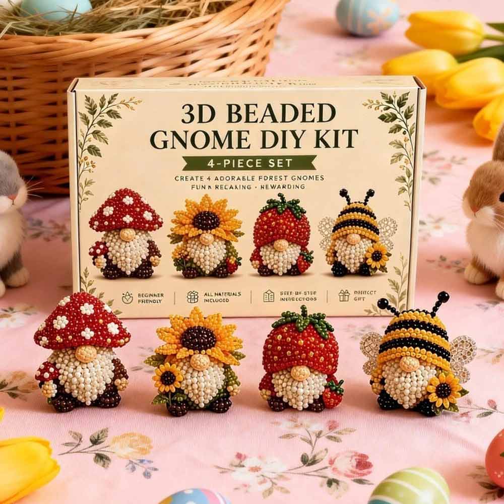 3D Beaded Gnome DIY Kit – Handmade Bead Art Set for Teens & Adults