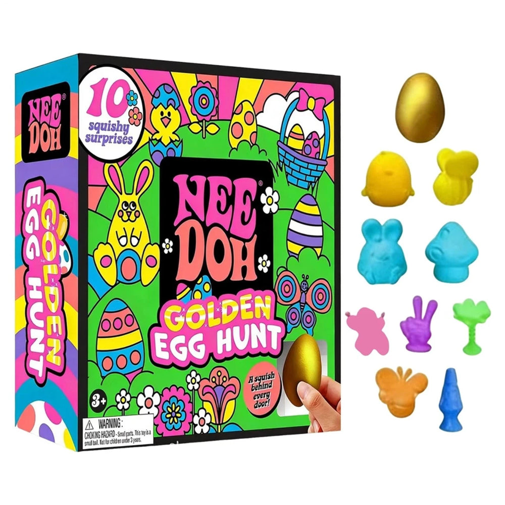 Easter Golden Egg Mystery Hunt – 4 Eggs Filled with 10 Squishy Squeeze Toys