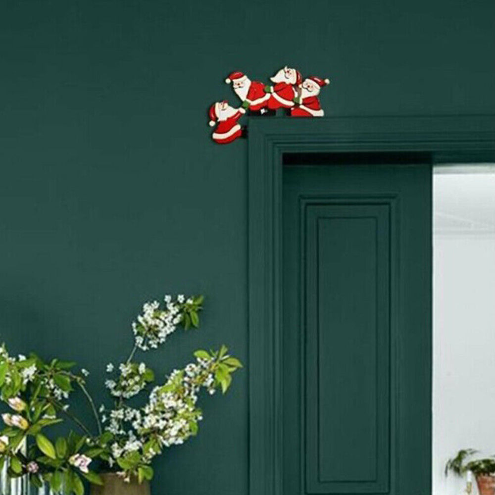 Home Decoration Christmas Door Frame Wooden Adornment Elk Santa Claus Props
