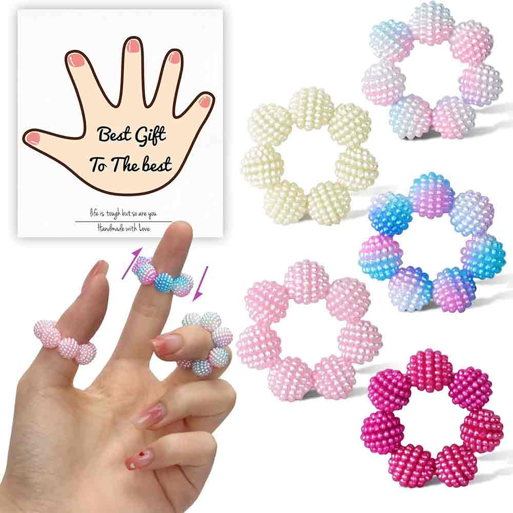 5X Stress Relief Beaded Sensory Finger Rings – Fidget Toy for Autism ADHD