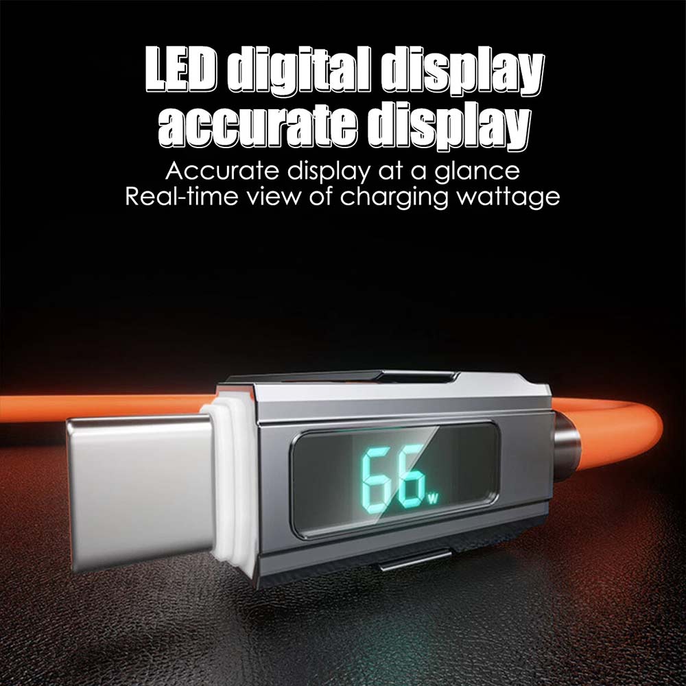 4-in-1 Digital Display USB-C PD Fast Charging Cable 100W for iPhone Android